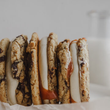 Chocolate Chip Cookie Sandwich With Caramel