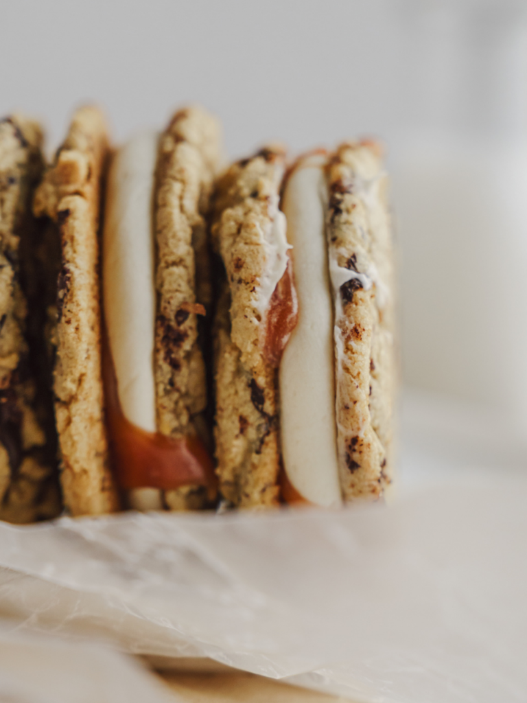 Chocolate Chip Cookie Sandwich With Caramel